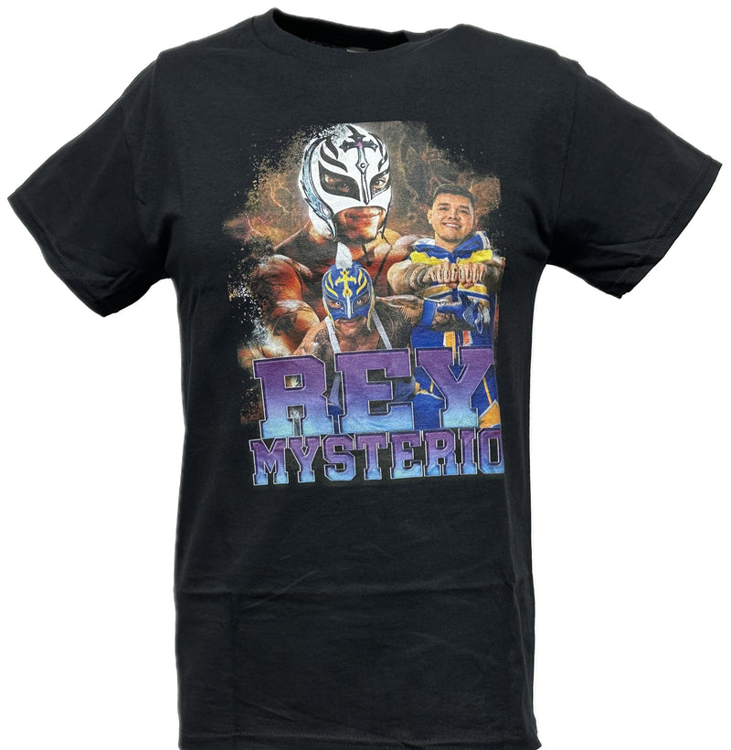 Load image into Gallery viewer, Rey Mysterio and Dominic Tag Team Men's Black T-shirt by WWE | Extreme Wrestling Shirts
