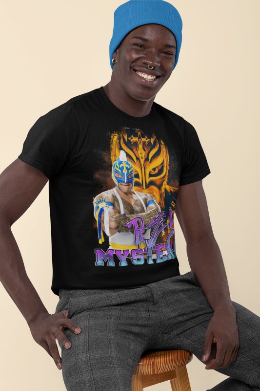 Load image into Gallery viewer, Rey Mysterio Double Dare Mens Black T-shirt by EWS | Extreme Wrestling Shirts
