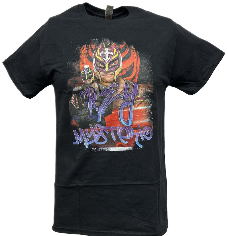 Load image into Gallery viewer, Rey Mysterio Red Mask Mens Black T-shirt by EWS | Extreme Wrestling Shirts