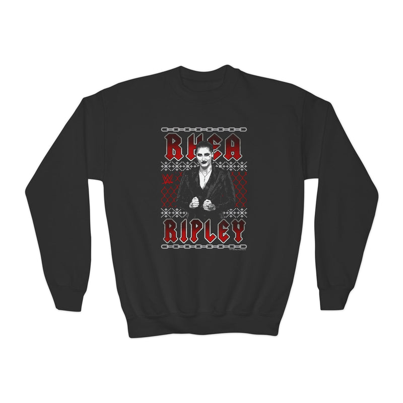 Load image into Gallery viewer, Rhea Ripley Kids Youth Ugly Christmas Sweater Sweatshirt by EWS | Extreme Wrestling Shirts