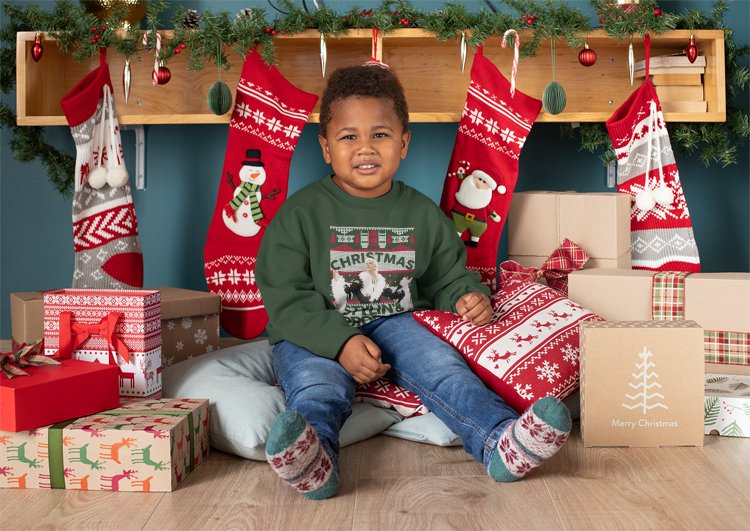 Load image into Gallery viewer, Ric Flair Stylin and Profilin Flair Ugly Green Kids Youth Christmas Sweater by EWS | Extreme Wrestling Shirts