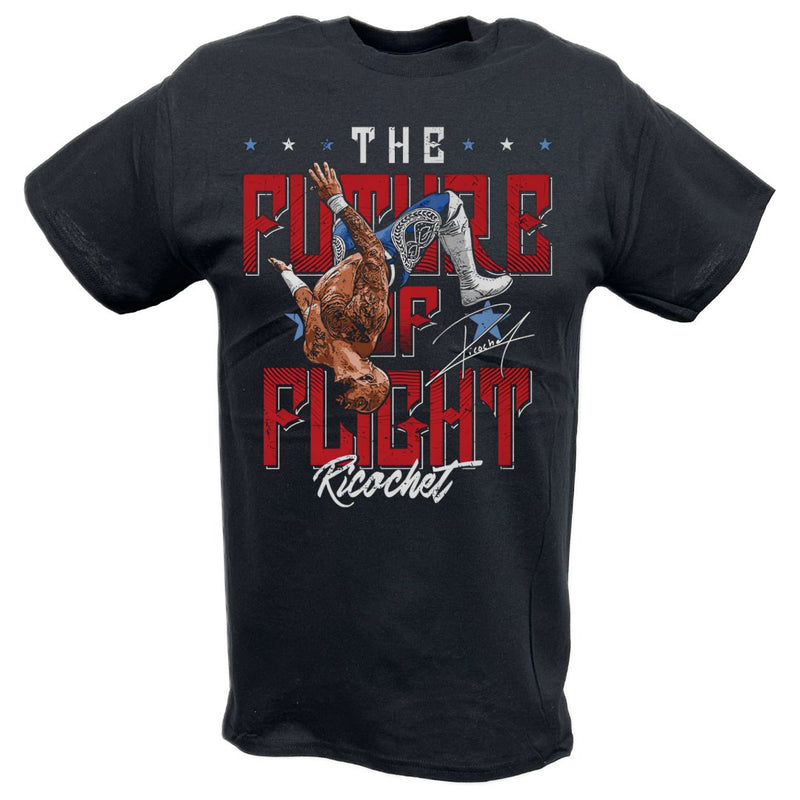 Load image into Gallery viewer, Ricochet Future of Flight Black T-shirt by EWS | Extreme Wrestling Shirts