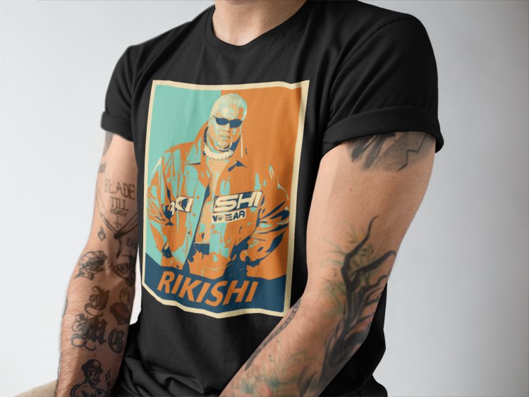 Load image into Gallery viewer, Rikishi Poster Print Jacket BlackT-shirt by EWS | Extreme Wrestling Shirts