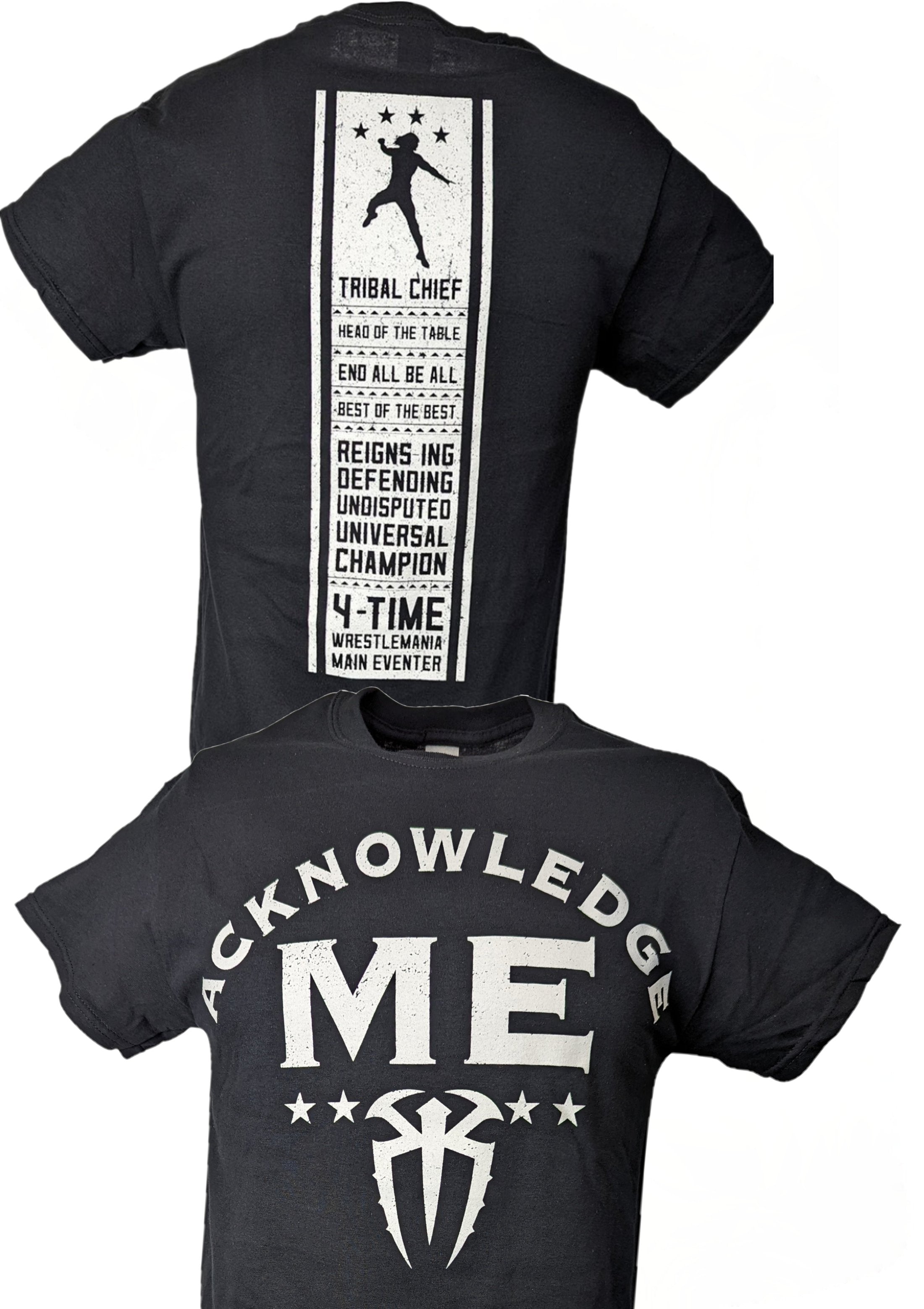 Roman Reigns Acknowledge Me Mens Black T-shirt – Extreme Wrestling 