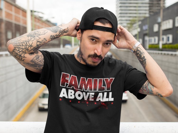 Load image into Gallery viewer, Roman Reigns Family Above All Black T-shirt by EWS | Extreme Wrestling Shirts