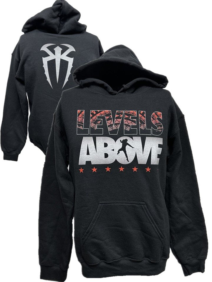 Load image into Gallery viewer, Roman Reigns Levels Above Black Pullover Hoody by EWS | Extreme Wrestling Shirts