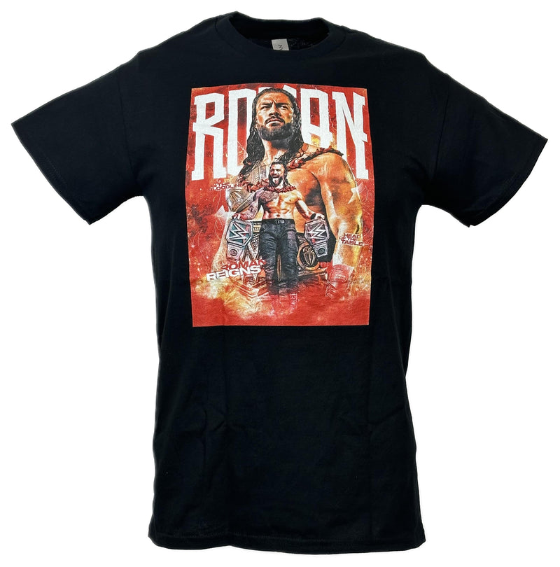 Load image into Gallery viewer, Roman Reigns Poster Print Black T-shirt by EWS | Extreme Wrestling Shirts