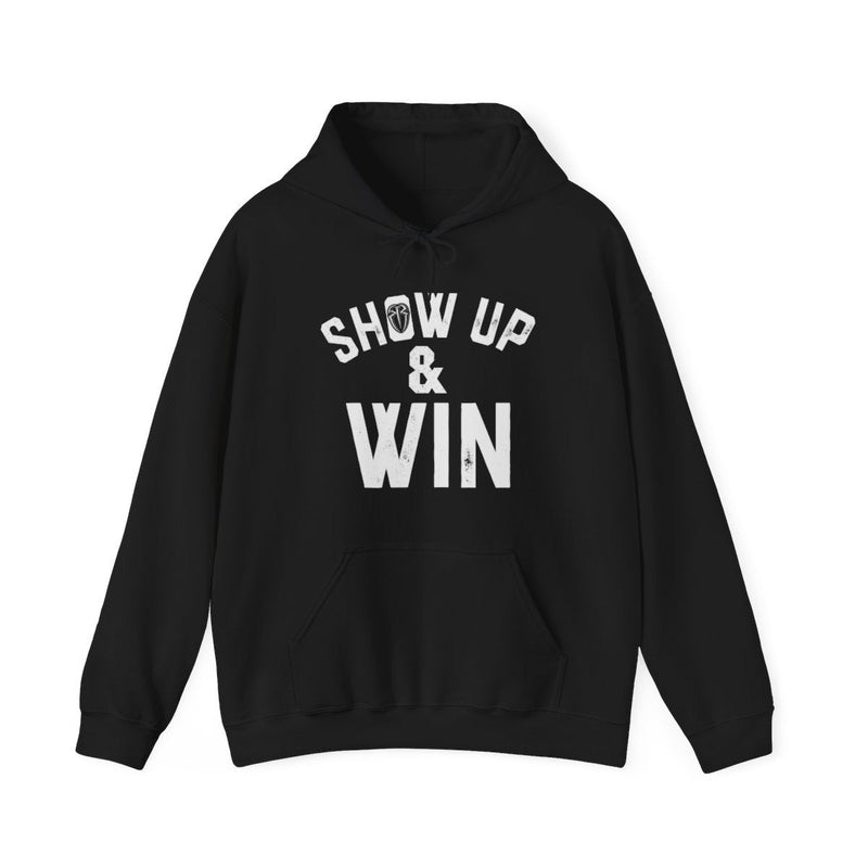 Load image into Gallery viewer, Roman Reigns Show Up and Win Black Pullover Hoody Sweatshirt by EWS | Extreme Wrestling Shirts
