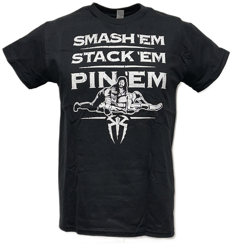 Load image into Gallery viewer, Roman Reigns Smash Stack Pin Mens Black T-shirt by WWE | Extreme Wrestling Shirts