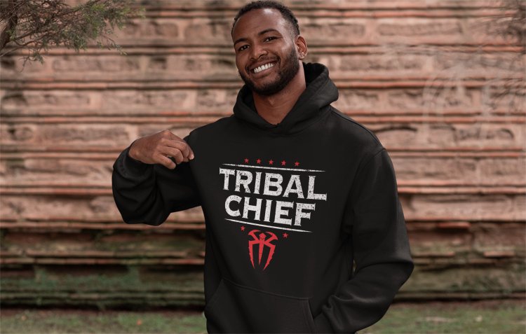 Load image into Gallery viewer, Roman Reigns Tribal Chief Black Pullover Hoody Sweatshirt by EWS | Extreme Wrestling Shirts