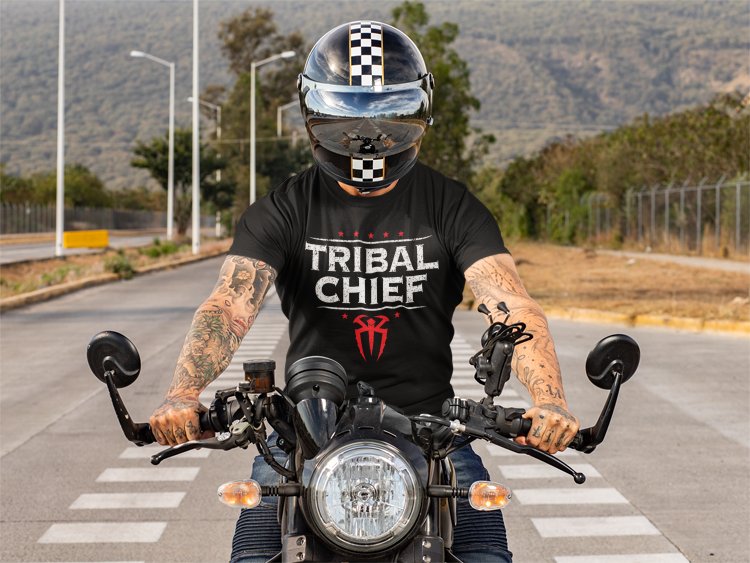 Load image into Gallery viewer, Roman Reigns Tribal Chief Black T-shirt by EWS | Extreme Wrestling Shirts