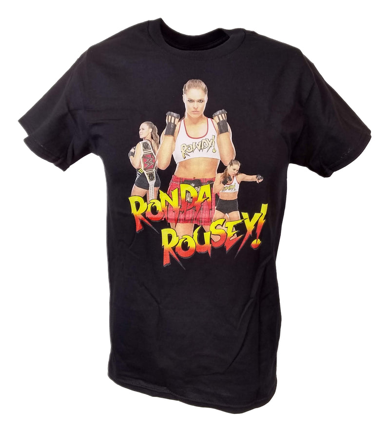 Load image into Gallery viewer, Ronda Rousey Three Pose Mens Black T-shirt by EWS | Extreme Wrestling Shirts