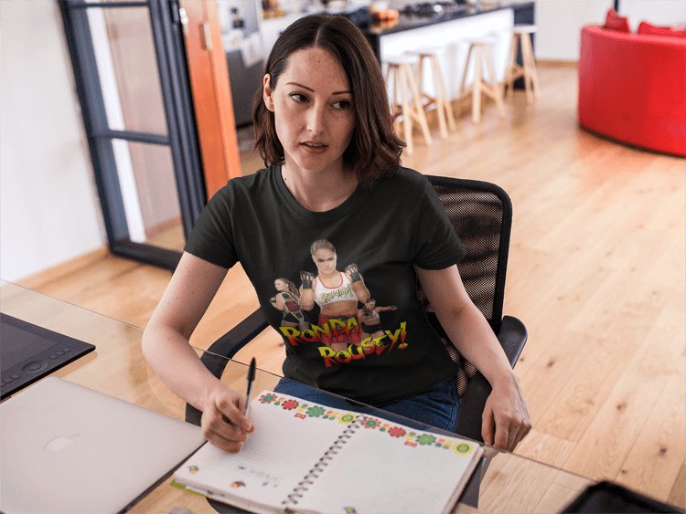 Load image into Gallery viewer, Ronda Rousey Three Pose Mens Black T-shirt by EWS | Extreme Wrestling Shirts