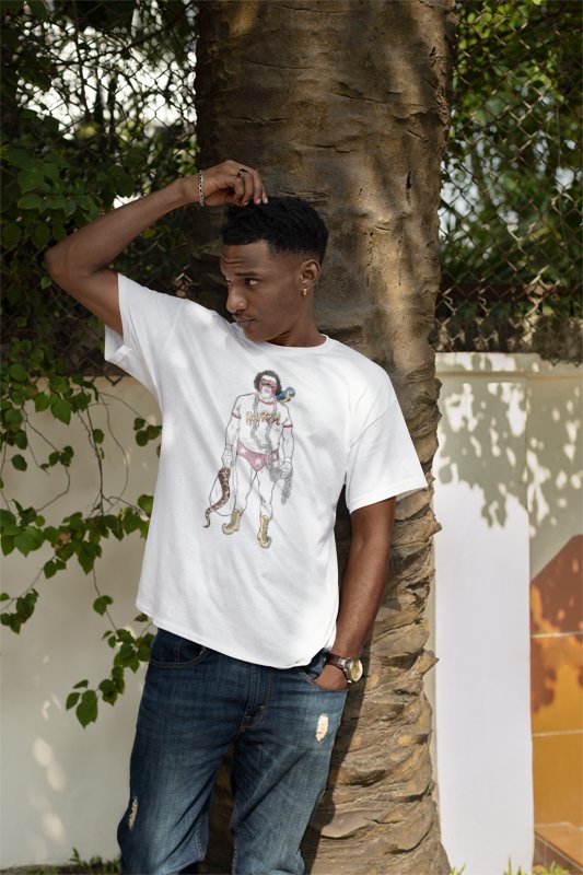 Load image into Gallery viewer, Rowdy Macho Warrior Giant Snake Junkyard Sheik Koko T-shirt by EWS | Extreme Wrestling Shirts