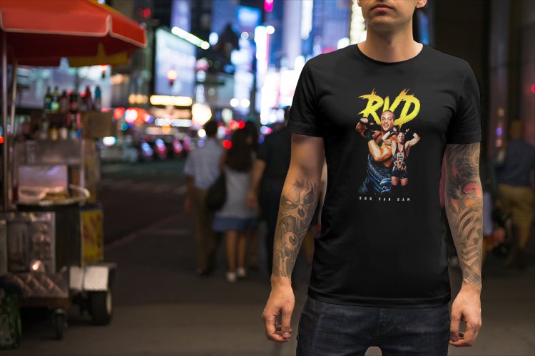Load image into Gallery viewer, RVD Rob Van Dam Men's Black T-shirt by WWE | Extreme Wrestling Shirts