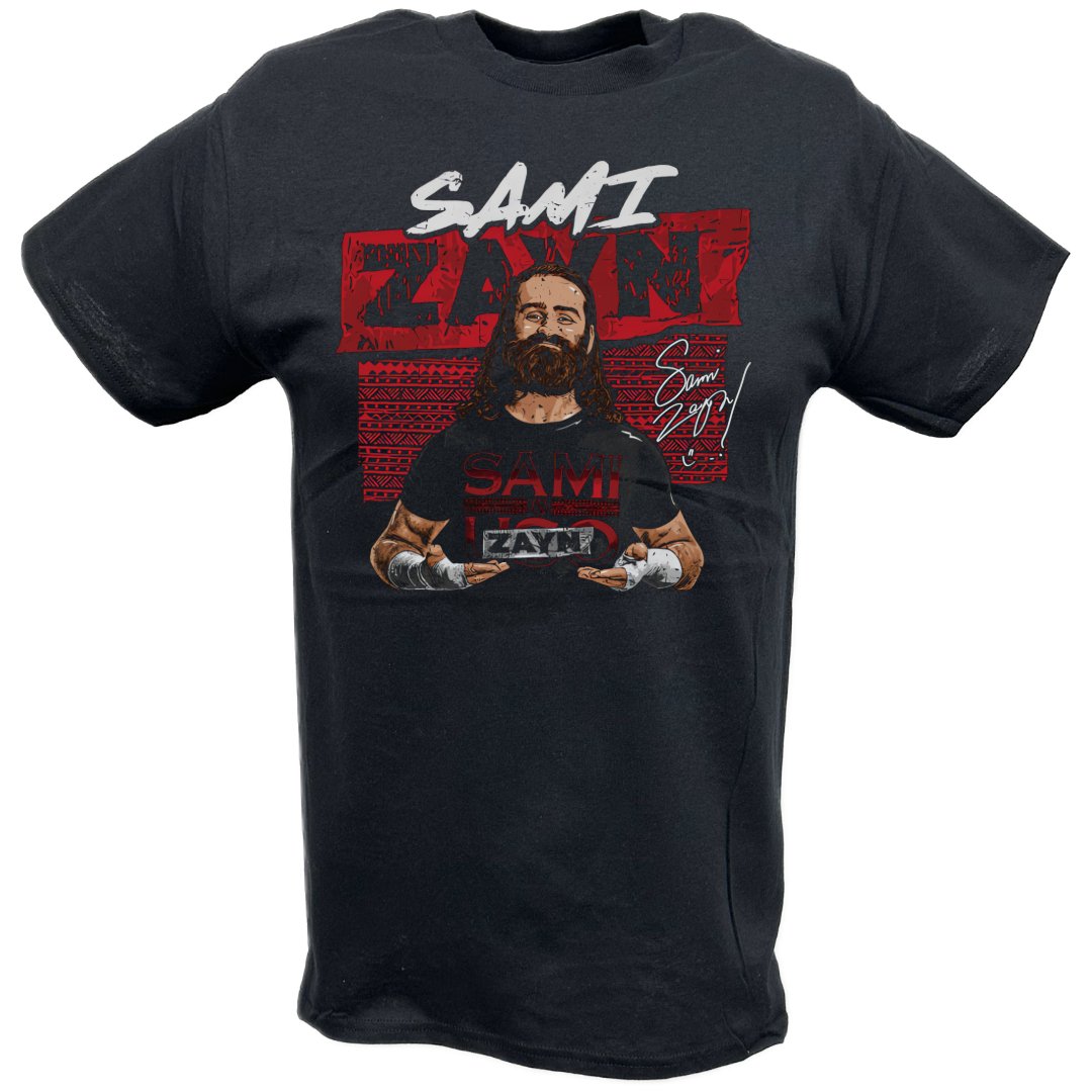 Sami Zayn Signtaure Pose Black T-shirt – Extreme Wrestling Shirts