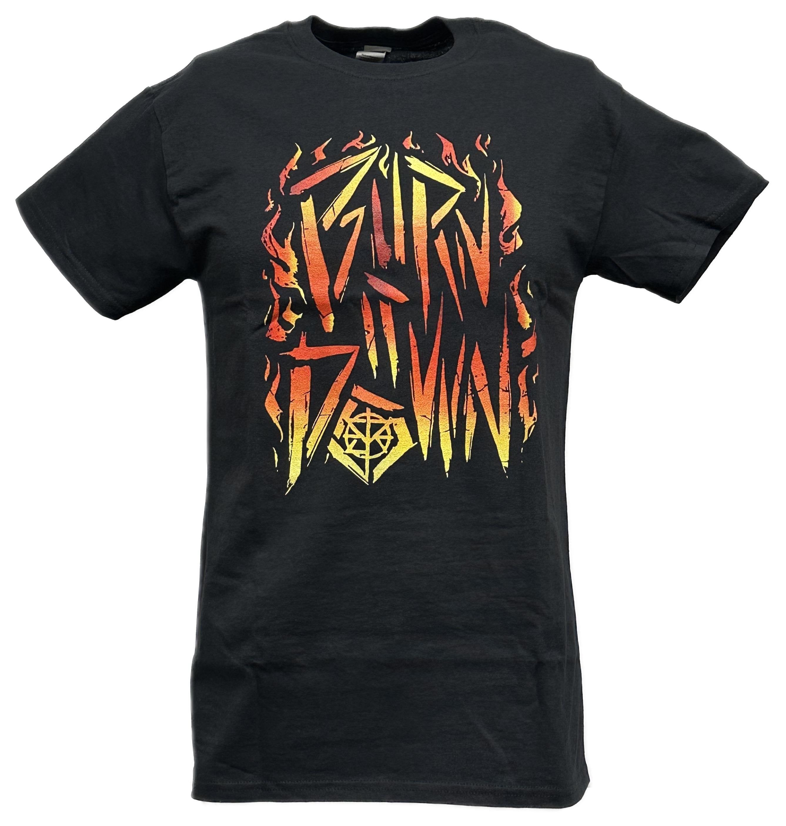 Seth Rollins Burn It Down Mens Black T-shirt – Extreme Wrestling