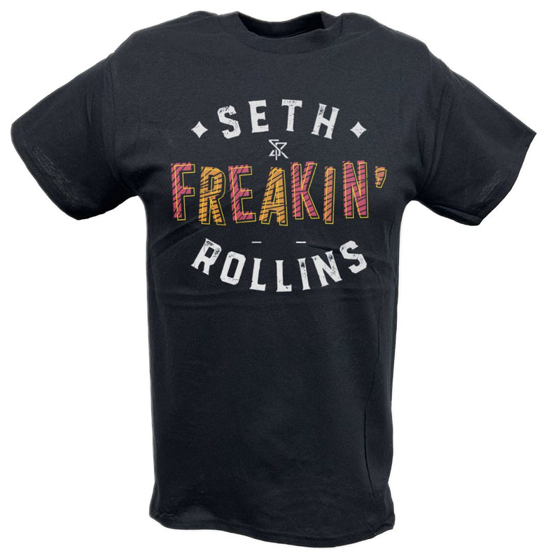 Load image into Gallery viewer, Seth Rollins Freakin Logo Black T-shirt by EWS | Extreme Wrestling Shirts