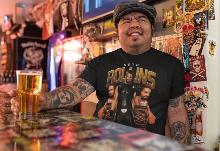 Load image into Gallery viewer, Seth Rollins Mirror Image Mens Black Shirt by WWE | Extreme Wrestling Shirts