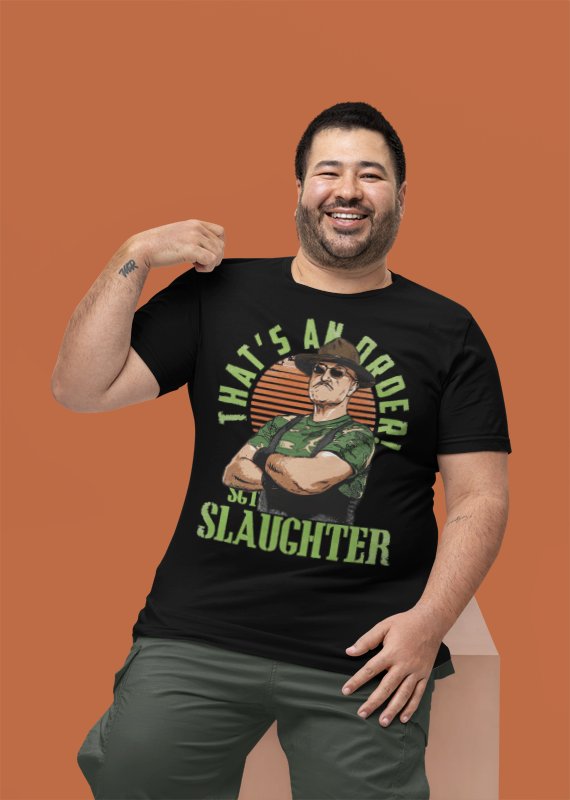 Load image into Gallery viewer, Sgt Slaughter That's An Order Black T-shirt by EWS | Extreme Wrestling Shirts