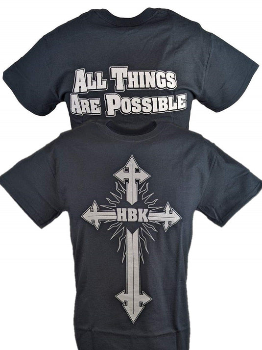 Shawn Michaels All Things Are Possible HBK Cross Mens Black T-shirt Sports Mem, Cards & Fan Shop > Fan Apparel & Souvenirs > Wrestling by Hybrid Tees | Extreme Wrestling Shirts