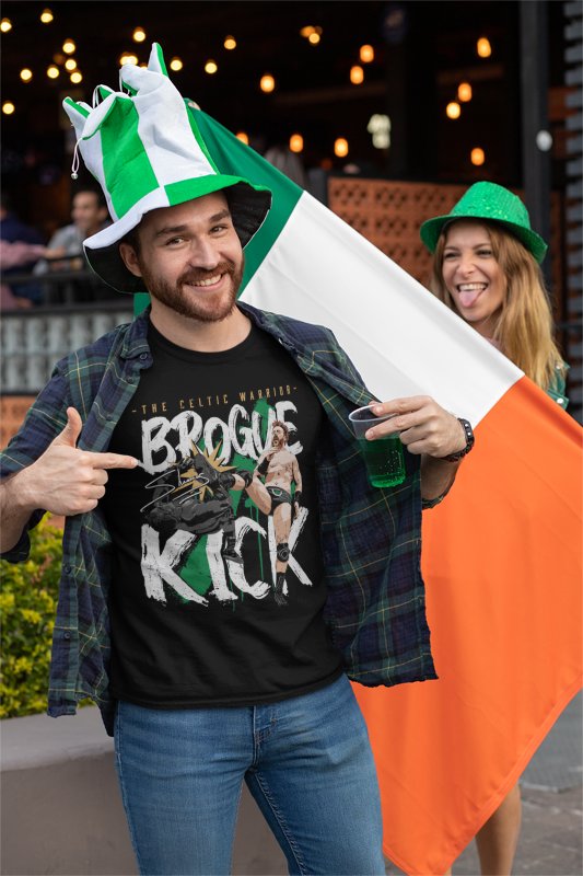Load image into Gallery viewer, Sheamus Brogue Kick Celtic Warrior Black T-shirt by EWS | Extreme Wrestling Shirts