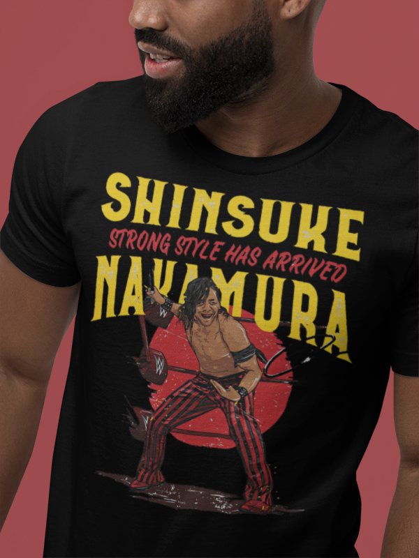 Load image into Gallery viewer, Shinsuke Nakamura Strong Style Has Arrived Black T-shirt by EWS | Extreme Wrestling Shirts