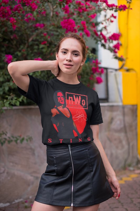 Load image into Gallery viewer, Sting Red nWo Painted Face Black T-shirt by EWS | Extreme Wrestling Shirts