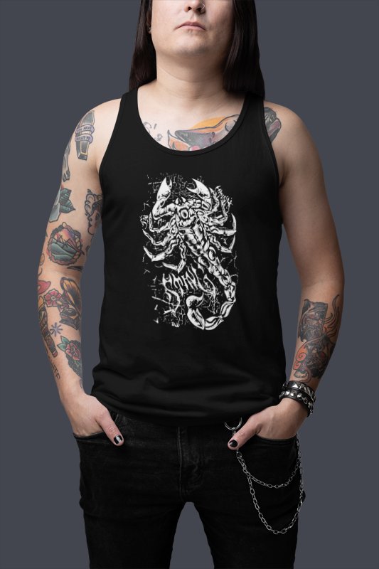 Load image into Gallery viewer, Sting White Scorpion Black Tank Top Shirt by EWS | Extreme Wrestling Shirts