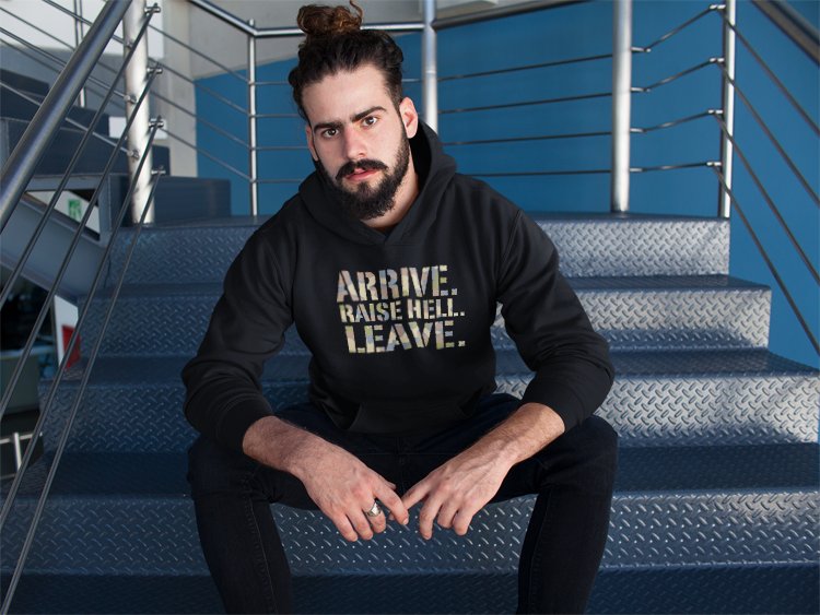 Load image into Gallery viewer, Stone Cold Steve Austin Camo Raise Hell Leave Hoody Sweatshirt by SCSA | Extreme Wrestling Shirts