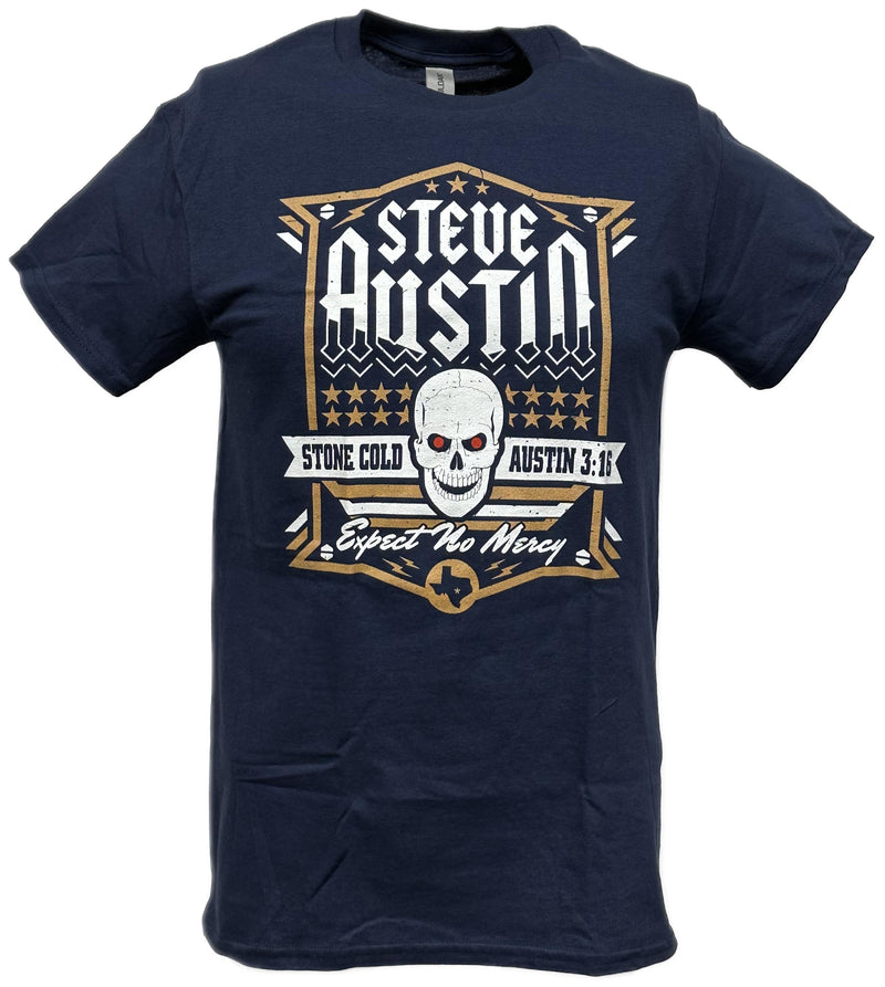 Load image into Gallery viewer, Stone Cold Steve Austin Expect No Mercy Navy Blue T-shirt by WWE | Extreme Wrestling Shirts