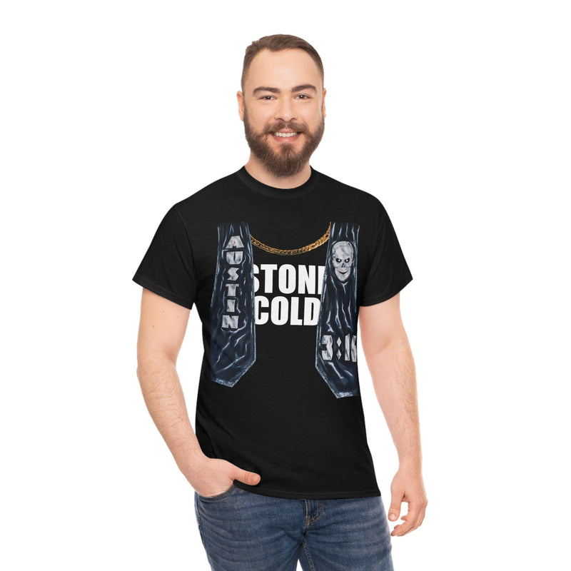 Load image into Gallery viewer, Stone Cold Steve Austin Mock Vest Black T-shirt by EWS | Extreme Wrestling Shirts