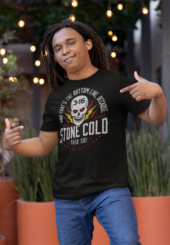 Load image into Gallery viewer, Stone Cold Steve Austin Said So Bottom Line Black T-shirt by EWS | Extreme Wrestling Shirts