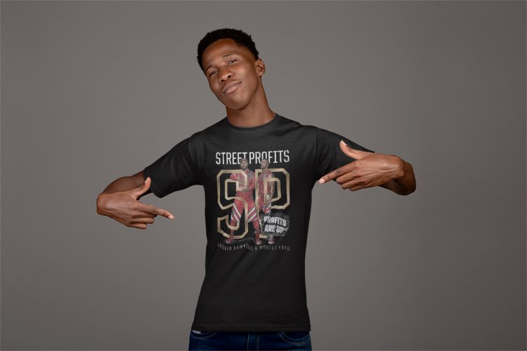 Load image into Gallery viewer, Street Profits Are Up Angelo Dawkins Montez Ford Black T-shirt by EWS | Extreme Wrestling Shirts