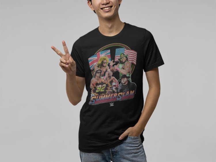 Load image into Gallery viewer, Summerslam 1992 Undertaker Bret Hart Macho Man T-shirt by EWS | Extreme Wrestling Shirts