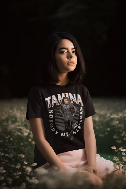 Load image into Gallery viewer, Tamina Nobody Meaner Black T-shirt by EWS | Extreme Wrestling Shirts