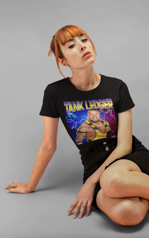 Load image into Gallery viewer, Tank Ledger Highlight Black T-shirt by EWS | Extreme Wrestling Shirts