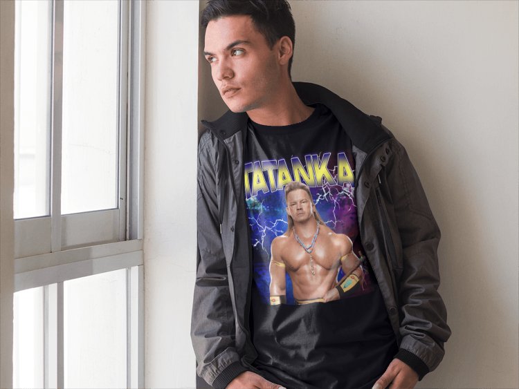 Load image into Gallery viewer, Tatanka Highlight Black T-shirt by EWS | Extreme Wrestling Shirts