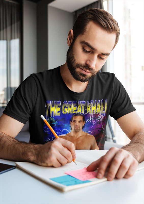 Load image into Gallery viewer, The Great Khali Highlight Black T-shirt by EWS | Extreme Wrestling Shirts