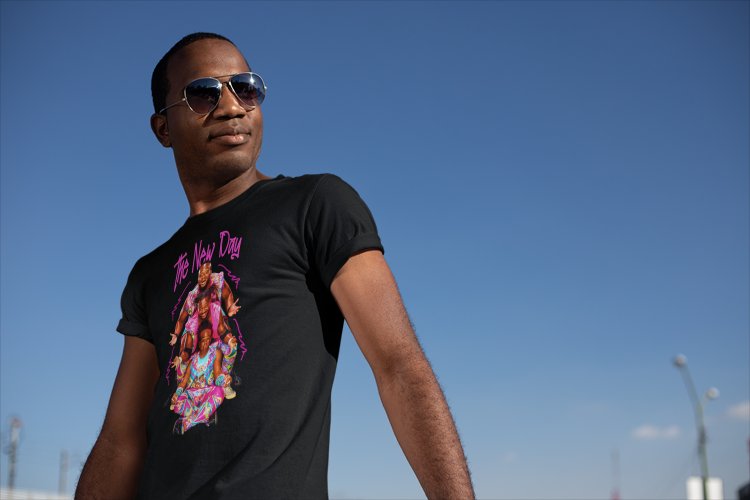 Load image into Gallery viewer, The New Day Purple Name Black T-shirt by WWE | Extreme Wrestling Shirts