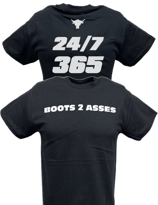 The Rock 24-7-365 Team Bring It Boots to Asses Mens Black T-shirt Sports Mem, Cards & Fan Shop > Fan Apparel & Souvenirs > Wrestling by Hybrid Tees | Extreme Wrestling Shirts