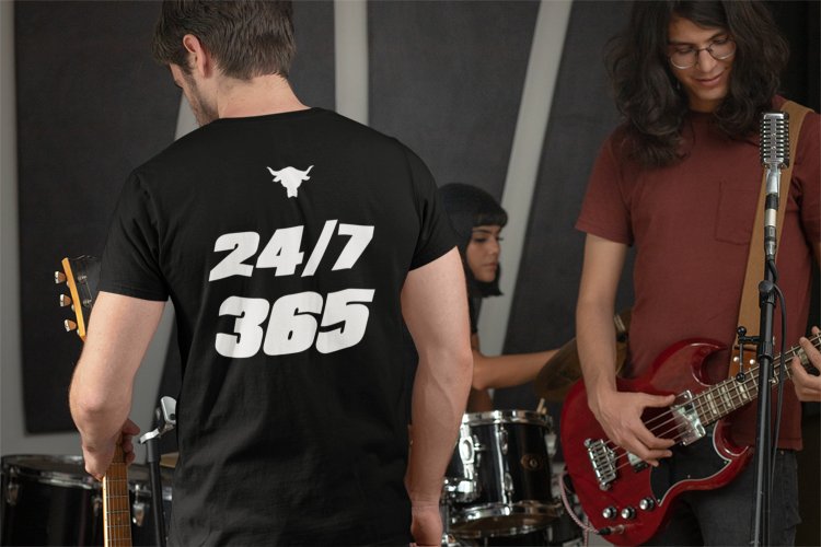 Load image into Gallery viewer, The Rock 24-7-365 Team Bring It Boots to Asses Mens Black T-shirt Sports Mem, Cards & Fan Shop > Fan Apparel & Souvenirs > Wrestling by Hybrid Tees | Extreme Wrestling Shirts
