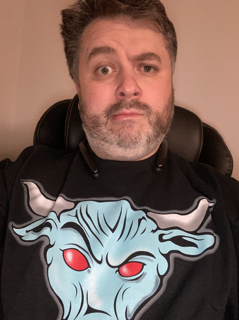 Load image into Gallery viewer, The Rock Blue Brahma Bull Logo Mens Black T-shirt Sports Mem, Cards & Fan Shop > Fan Apparel & Souvenirs > Wrestling by Hybrid Tees | Extreme Wrestling Shirts