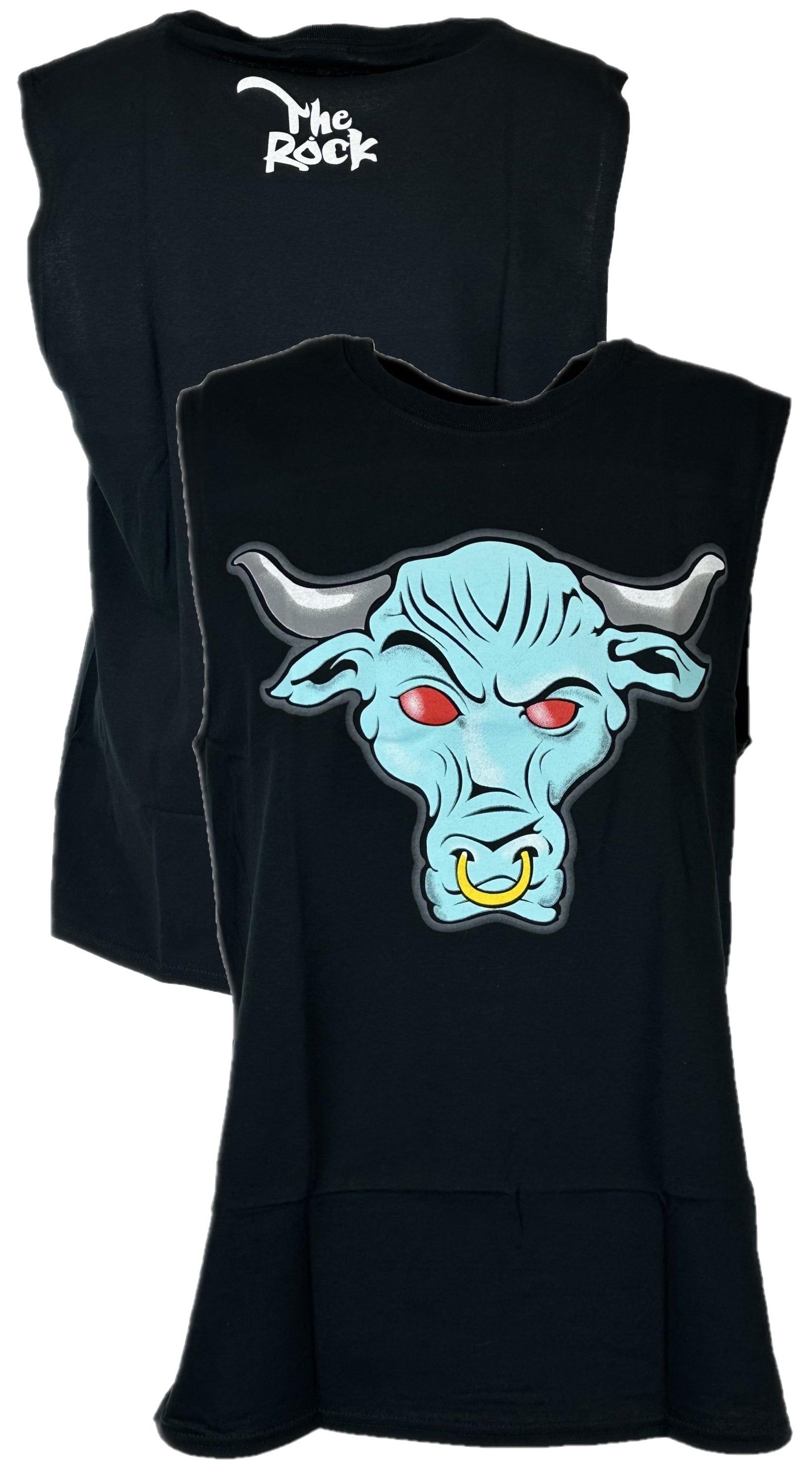 The Rock Blue Brahma Bull Sleeveless Black Muscle T-shirt – Extreme  Wrestling Shirts