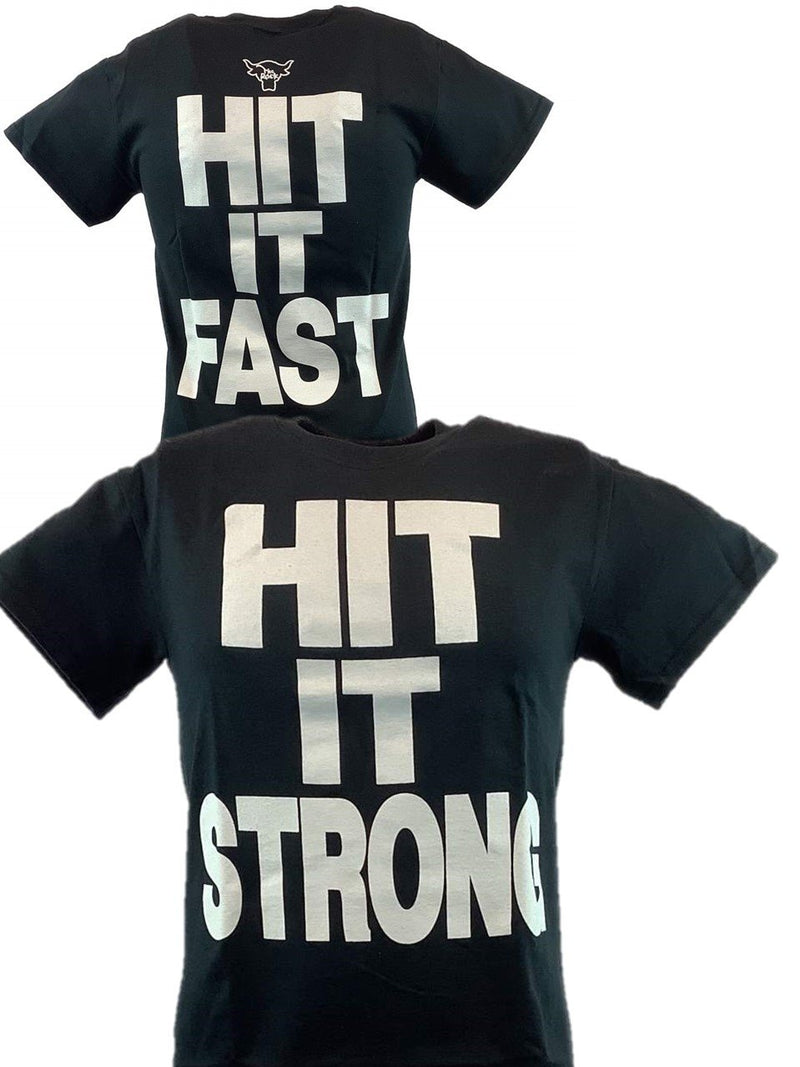 Load image into Gallery viewer, The Rock Hit It Strong Hit It Fast Mens T-shirt Sports Mem, Cards & Fan Shop > Fan Apparel & Souvenirs > Wrestling by Hybrid Tees | Extreme Wrestling Shirts