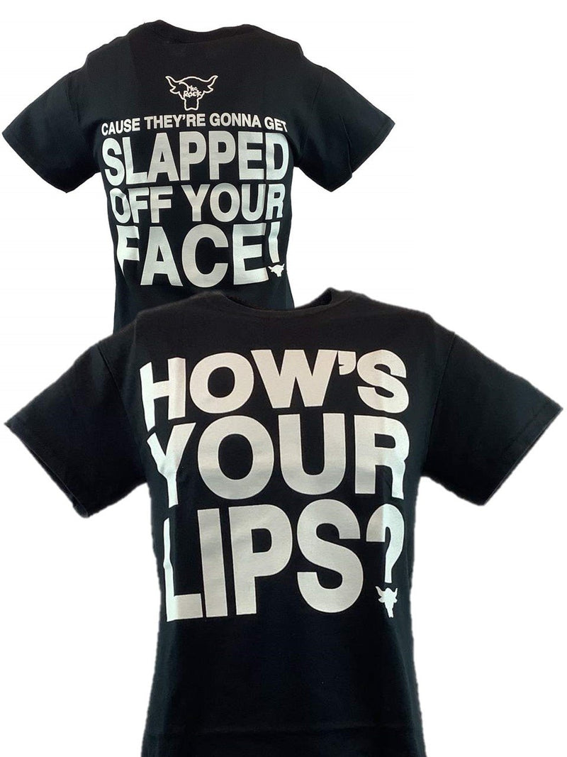 Load image into Gallery viewer, The Rock Hows Lips Gonna Get Gonna Slapped Off Your Face T-shirt Sports Mem, Cards & Fan Shop > Fan Apparel & Souvenirs > Wrestling by Hybrid Tees | Extreme Wrestling Shirts