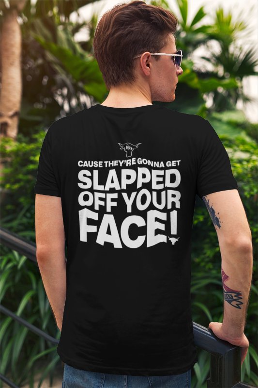 Load image into Gallery viewer, The Rock Hows Lips Gonna Get Gonna Slapped Off Your Face T-shirt Sports Mem, Cards & Fan Shop > Fan Apparel & Souvenirs > Wrestling by Hybrid Tees | Extreme Wrestling Shirts