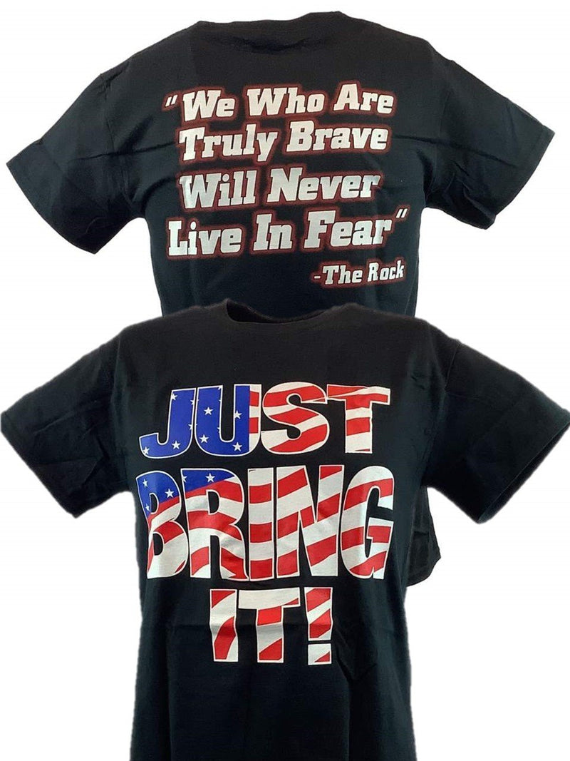 Load image into Gallery viewer, The Rock Just Bring It Never Live In Fear Tribute Mens Black T-shirt Sports Mem, Cards & Fan Shop > Fan Apparel & Souvenirs > Wrestling by Hybrid Tees | Extreme Wrestling Shirts