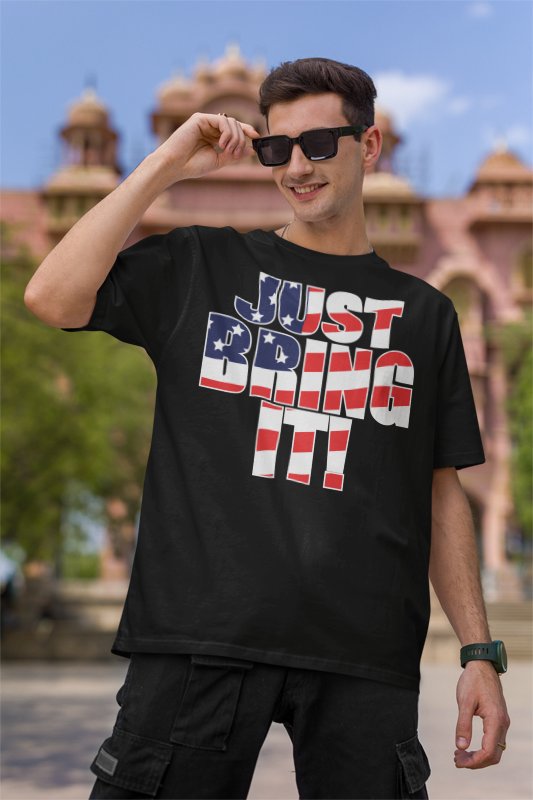 Load image into Gallery viewer, The Rock Just Bring It Never Live In Fear Tribute Mens Black T-shirt Sports Mem, Cards & Fan Shop > Fan Apparel & Souvenirs > Wrestling by Hybrid Tees | Extreme Wrestling Shirts