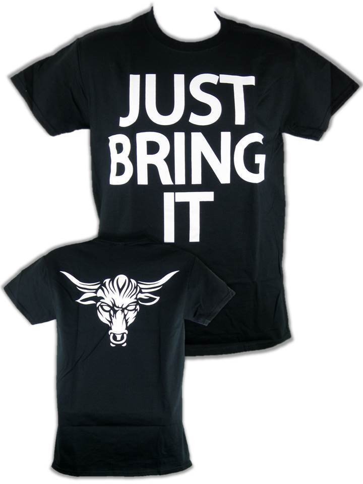Load image into Gallery viewer, The Rock Just Bring It White Logo Brahma Bull Mens T-shirt Sports Mem, Cards & Fan Shop > Fan Apparel & Souvenirs > Wrestling by EWS | Extreme Wrestling Shirts